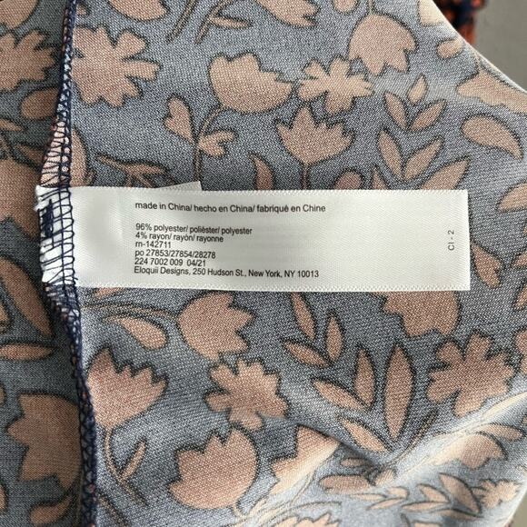 Eloquii Navy and Rust Long Sleeve Floral Button Front Shirt Dress Size 20 - Picture 3 of 6